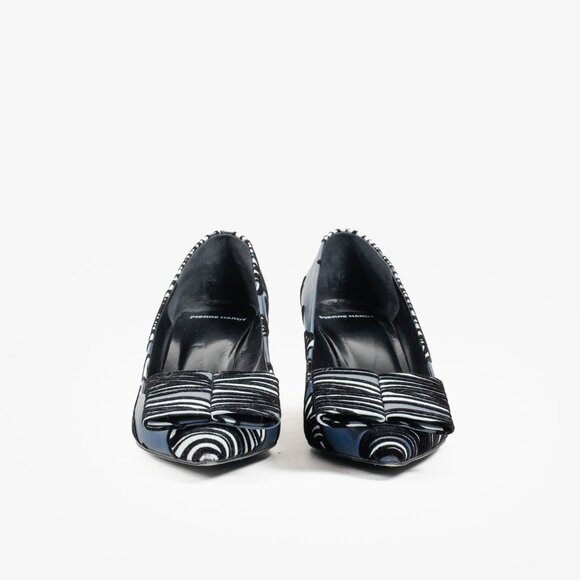 Pierre Hardy Leather Velvet Striped Heels - Picture 2 of 10